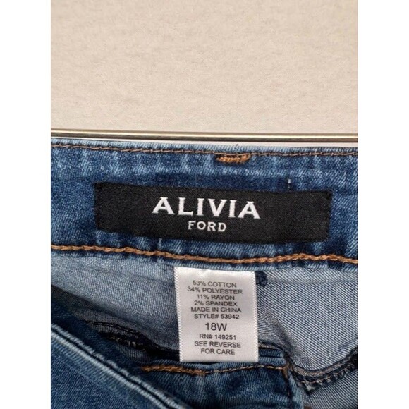 Alivia Ford Jeans Womens 18W Whiskered Rayon Spandex Fringe Hem Asymmetric Plus - Picture 4 of 9